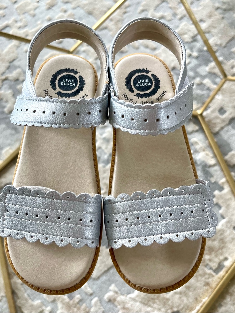 Livie & Luca Silver Scallop Strap Sandals